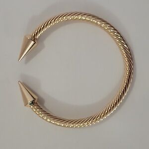 Gold Cable & Spikes Cuff Bracelet
